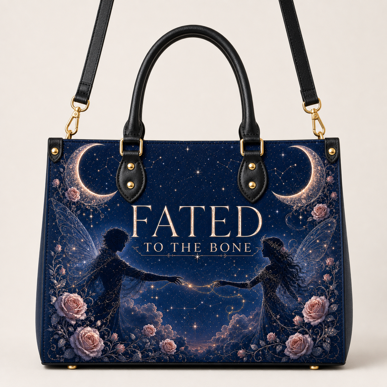 "Fated To The Bone" Twin Silhouettes Leather Handbag