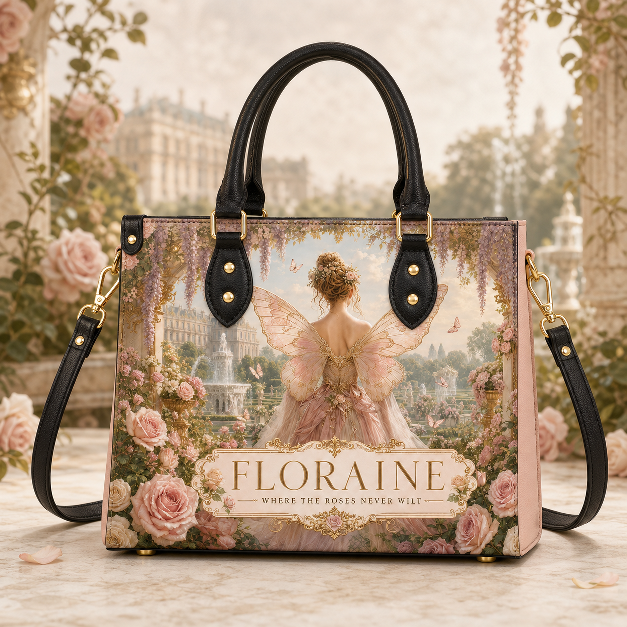 "Floraine" Where the Roses Never Wilt Leather Handbag