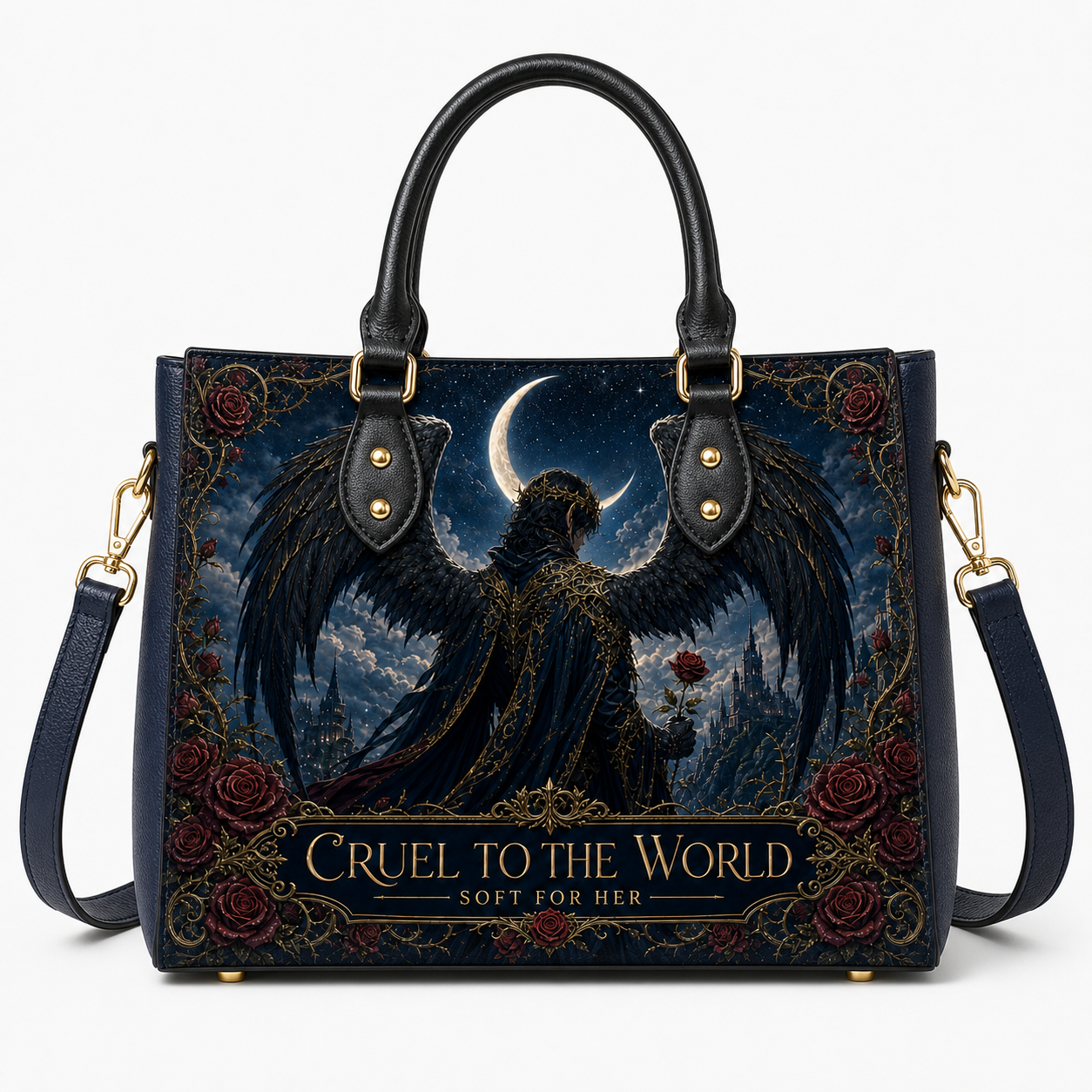 "Cruel To The World, Soft For Her" Raven Lord Leather Handbag