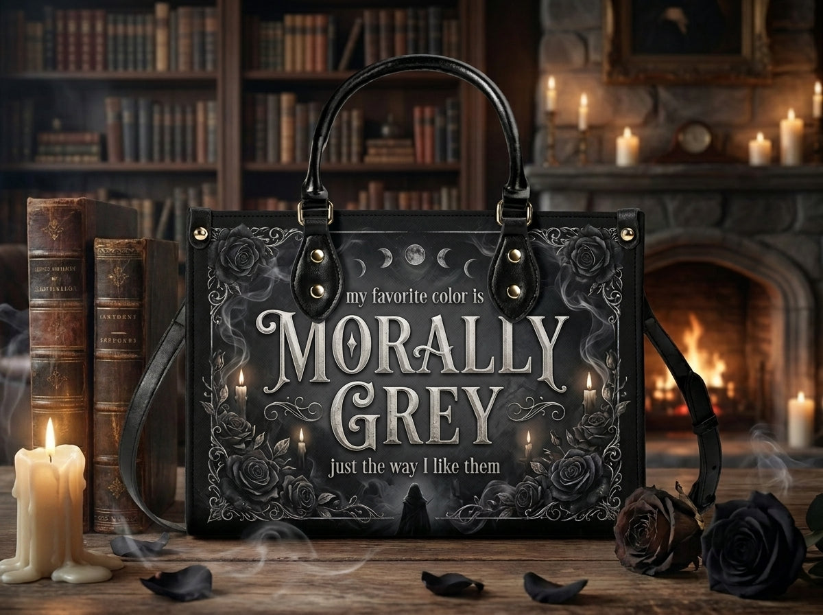 "Loyal To The Wrong Crown" Morally Grey Leather Handbag - 07-mk3-artwork