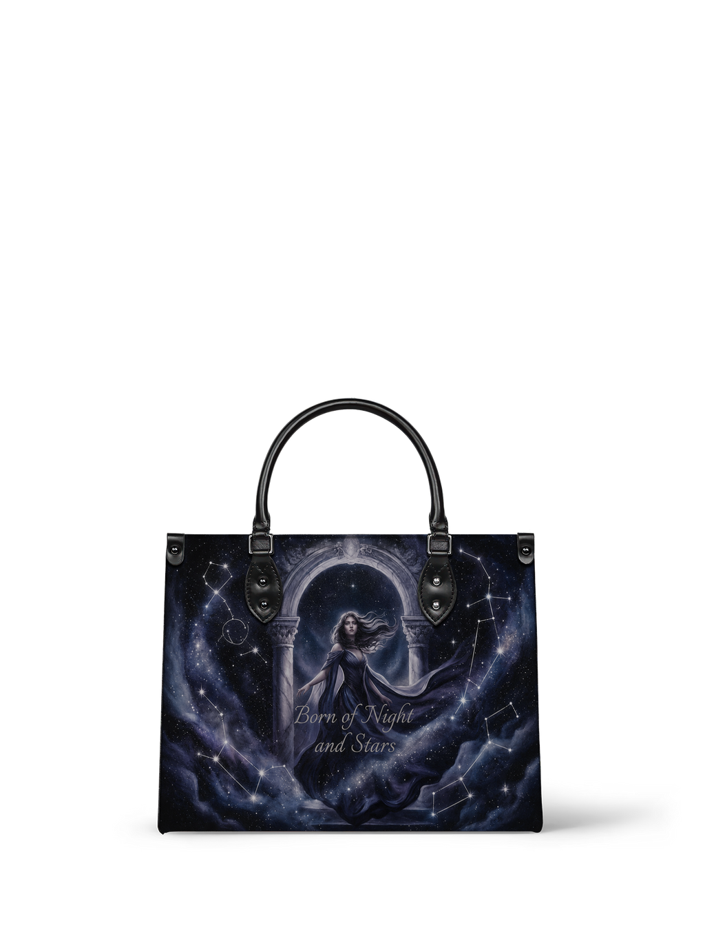 "Born of Night and Stars" Celestial Leather Handbag