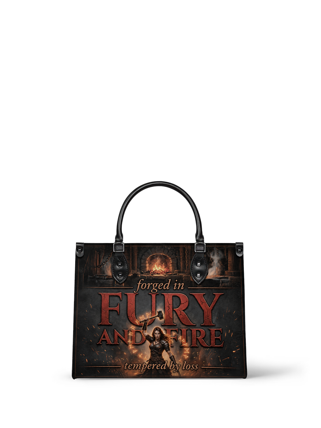 "Forged in Fury and Fire" Blacksmith Warrior Leather Handbag