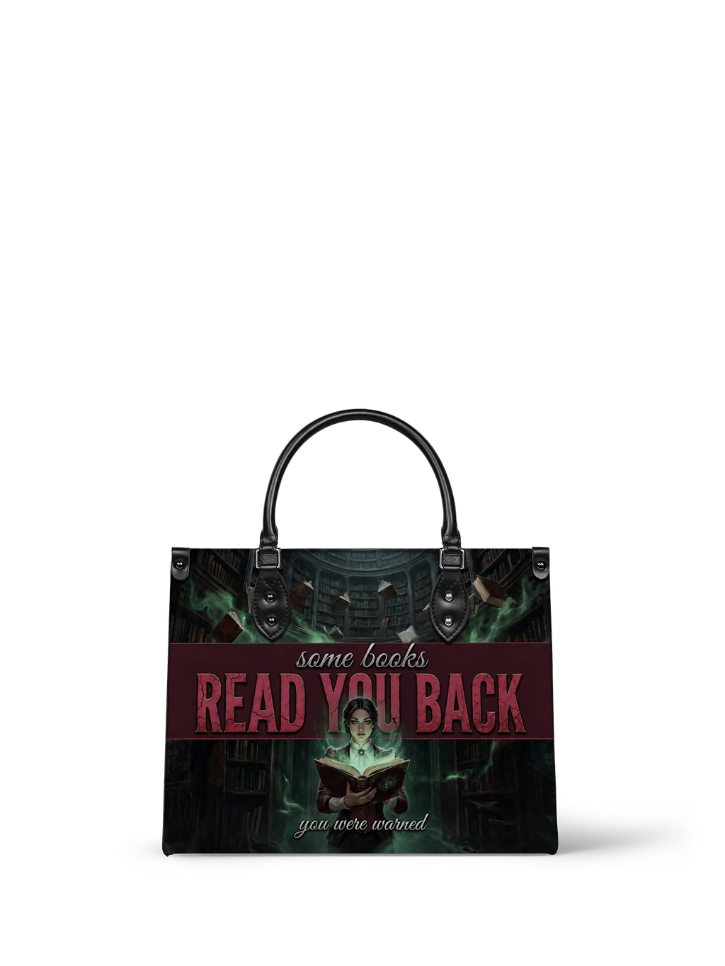 "Some Books Read You Back" Forbidden Library Leather Handbag