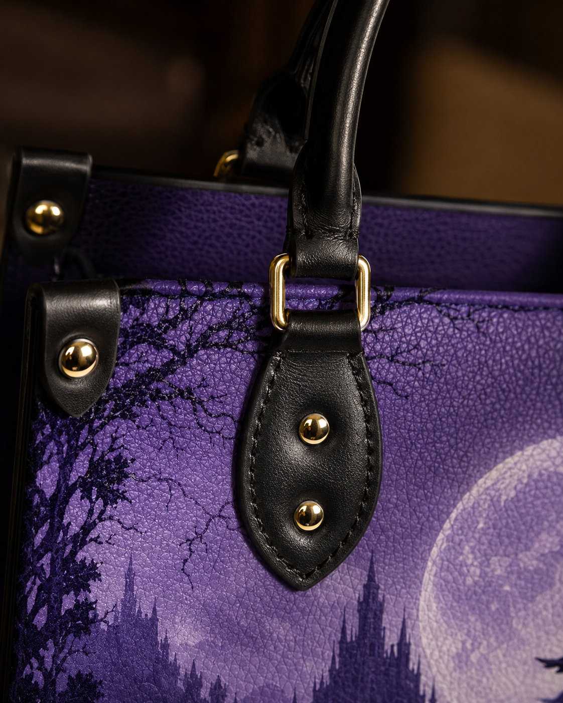 "Beauty and the Beast" Moonlit Rose Leather Handbag
