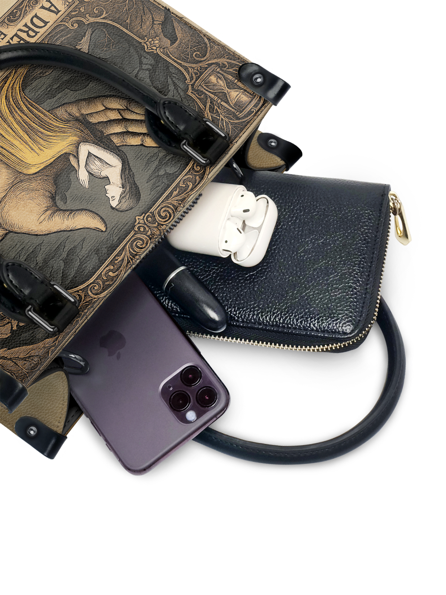 "A Dream Within A Dream" - Black Interior - Small Leather Handbag