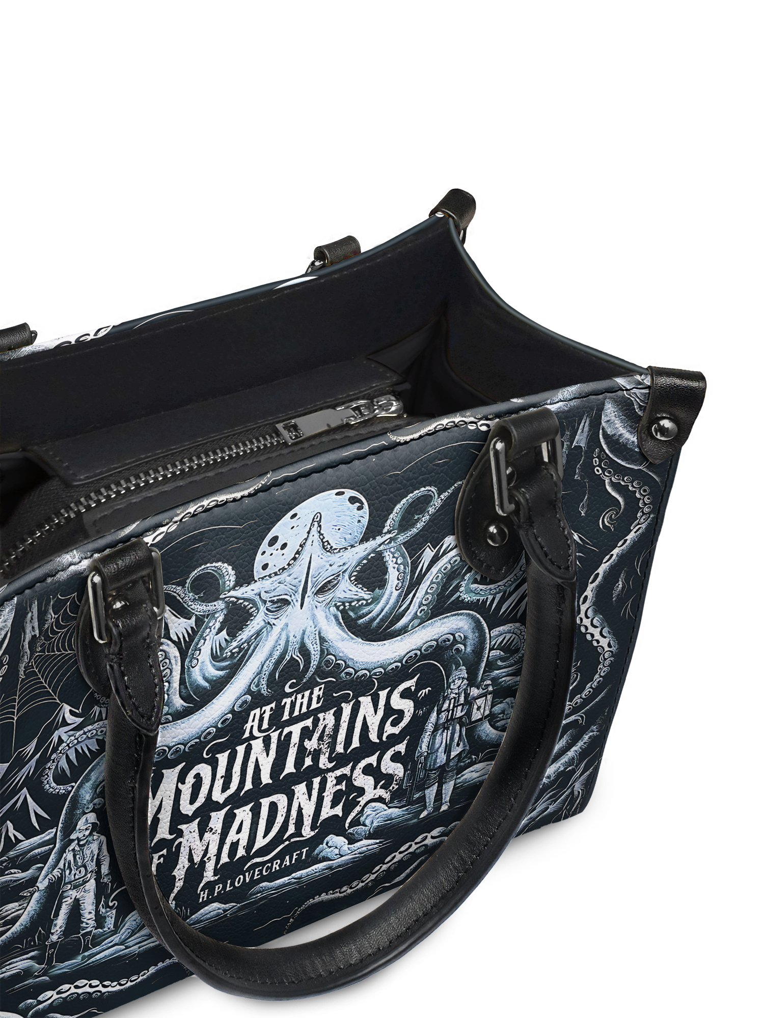 "At The Mountains Of Madness" - Black Interior - Small Leather Handbag