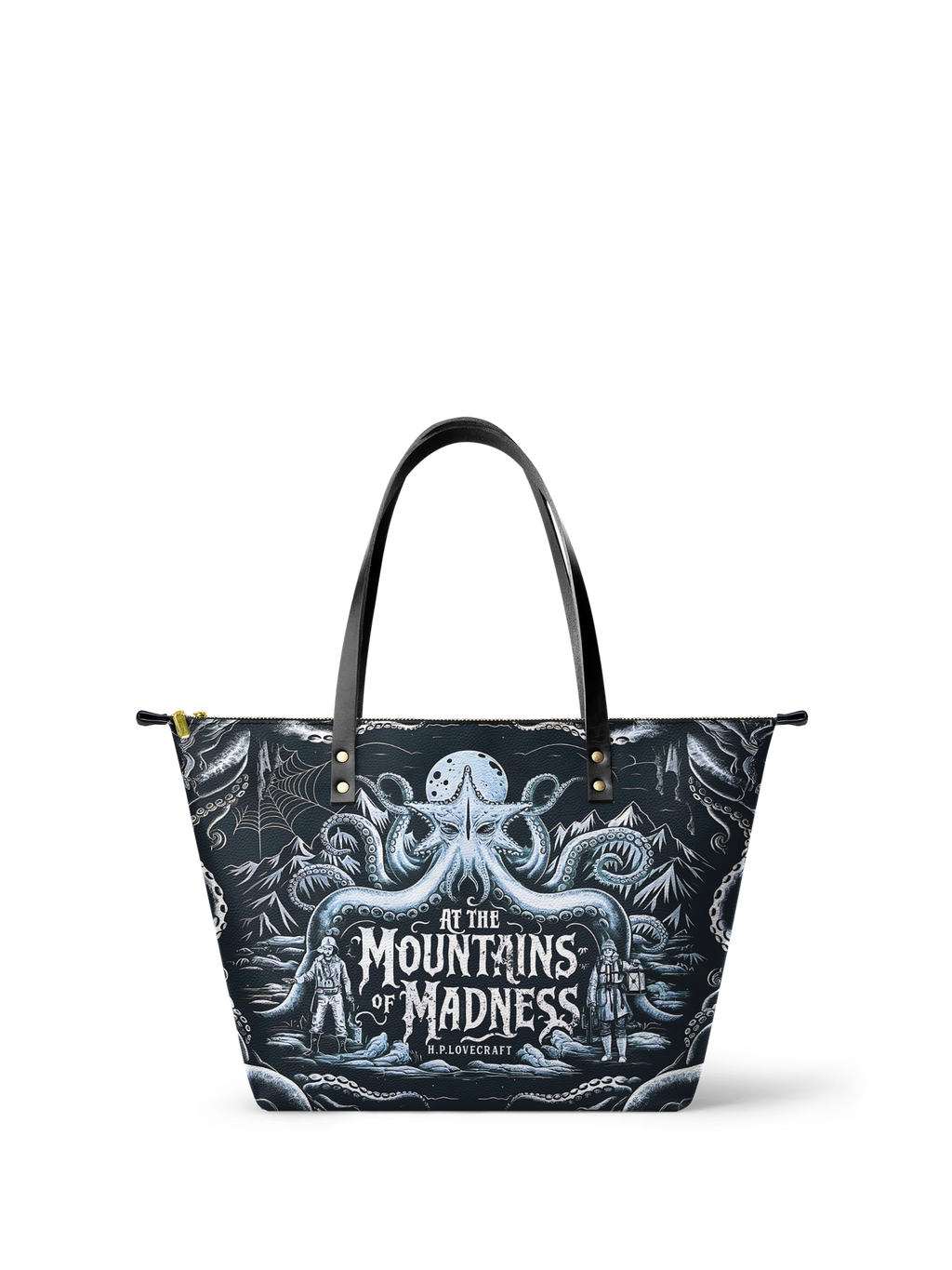 "At The Mountains Of Madness" Leather Tote Bag