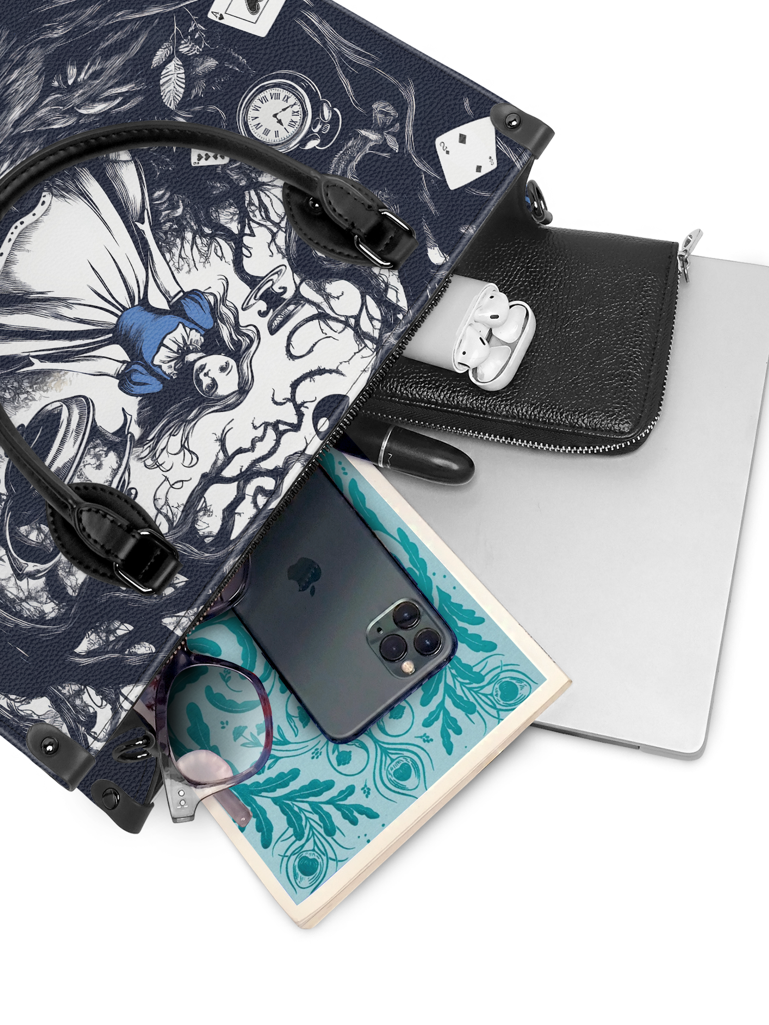 "Down the Rabbit Hole" - Black Interior - Leather Handbag