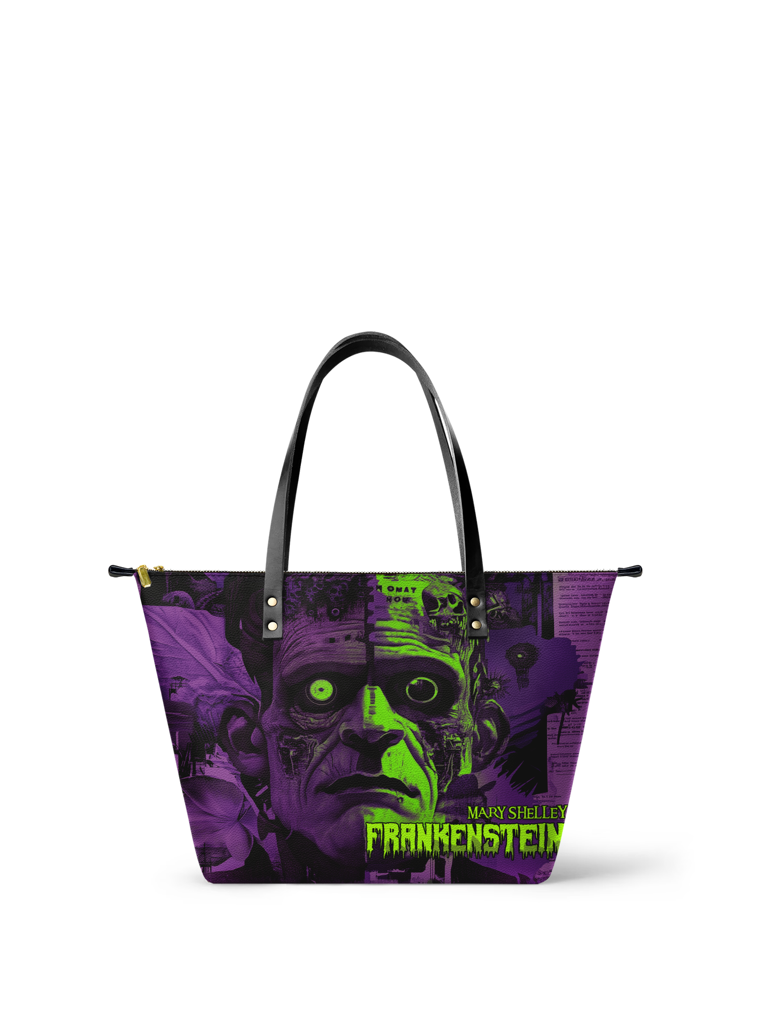 "Frankenstein" Lablight Violet Leather Tote Bag
