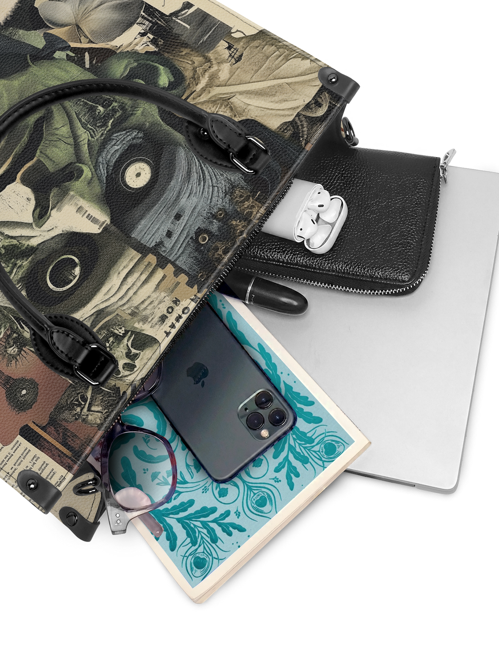 "Frankenstein" Old Parchment - Black Interior - Leather Handbag