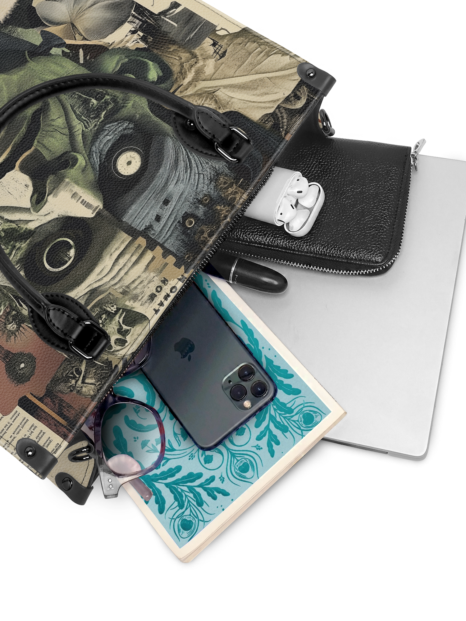 "Frankenstein" Old Parchment - Black Interior - Leather Handbag