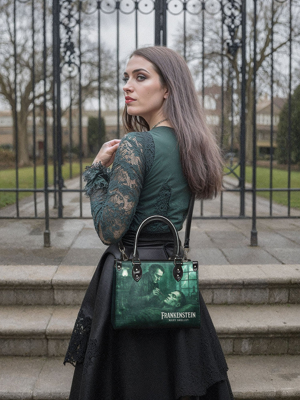 "Frankenstein" Mortuary Moss - Black Interior - Small Leather Handbag