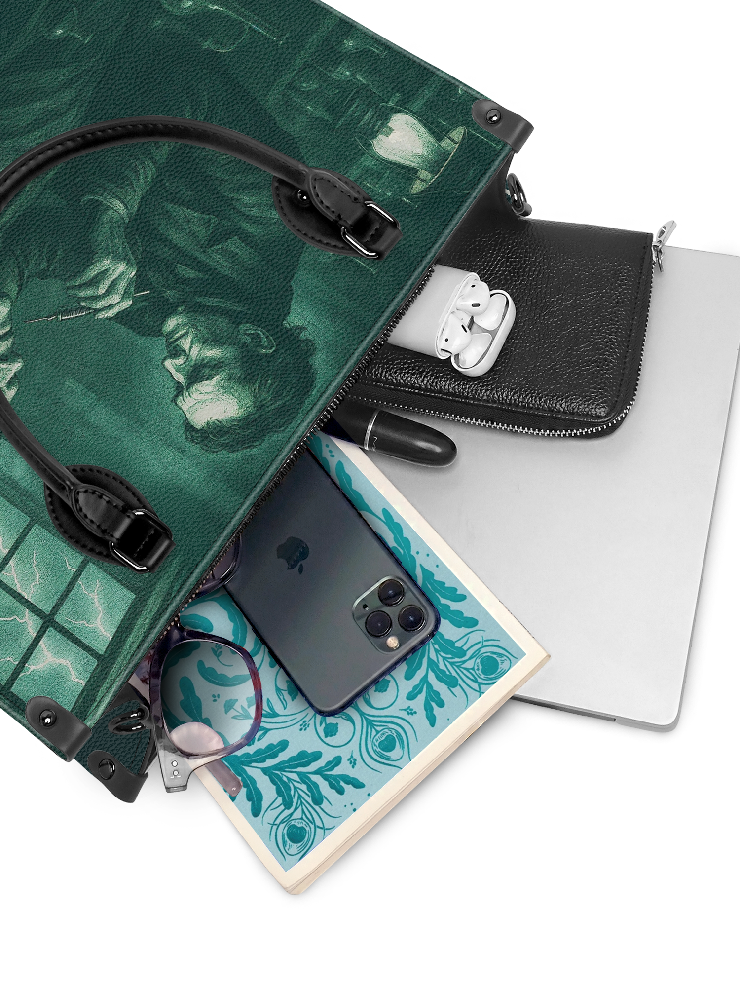 "Frankenstein" Mortuary Moss - Black Interior - Leather Handbag