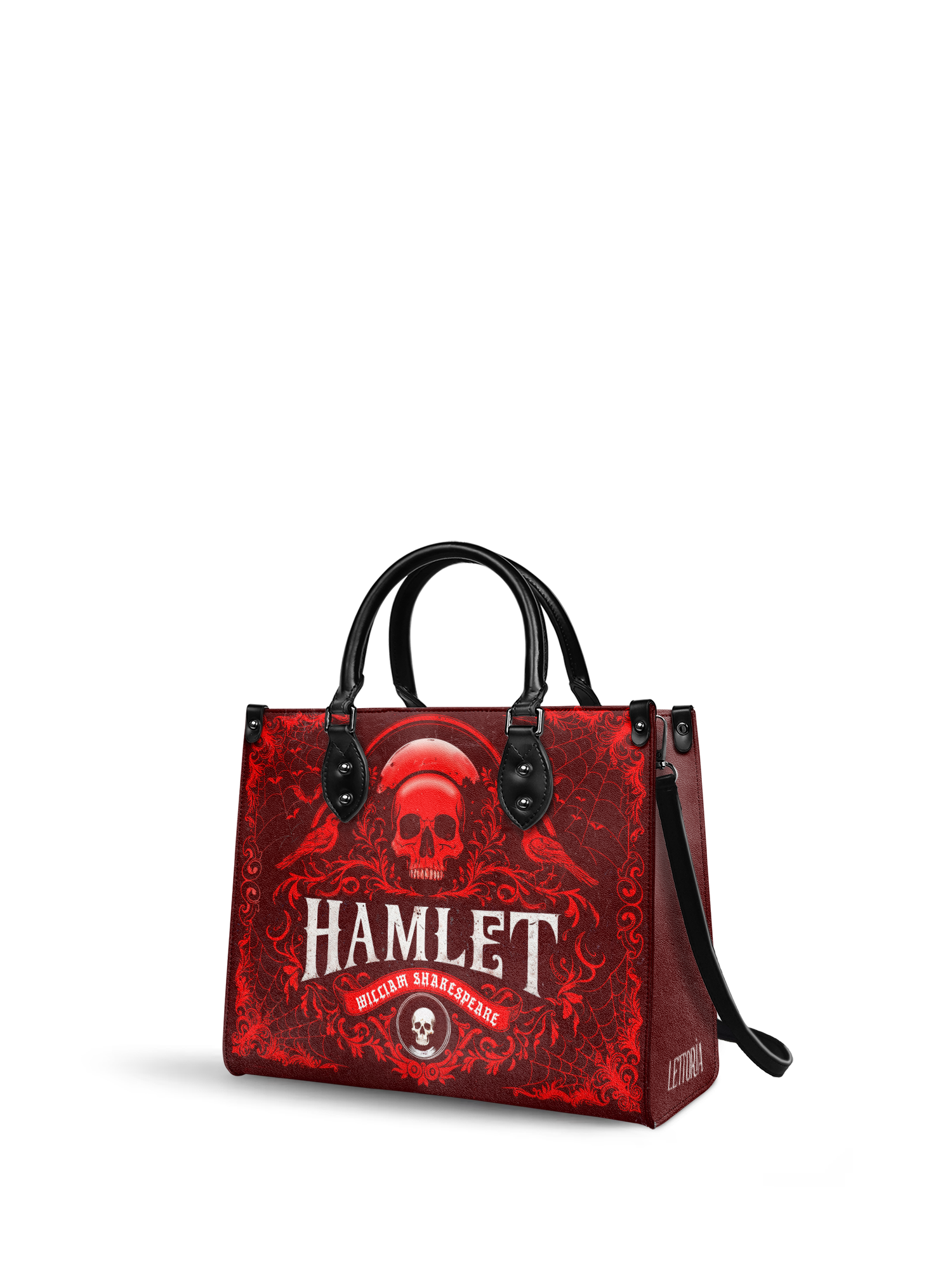 "Hamlet" The Red Room - Black Interior - Leather Handbag