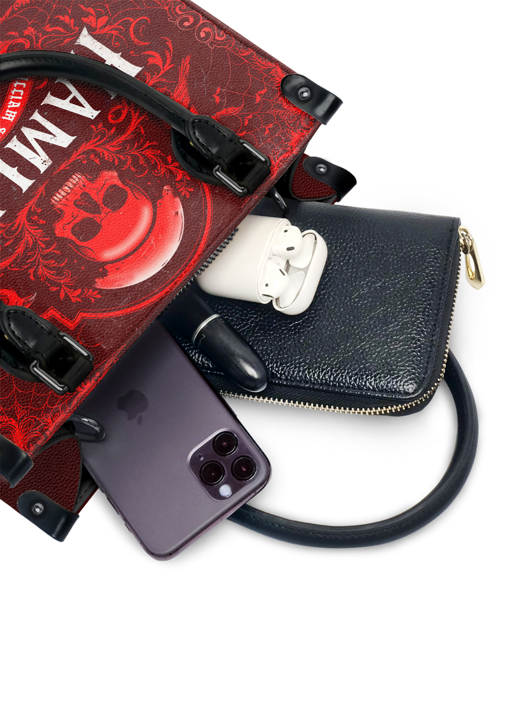 "Hamlet" The Red Room - Black Interior - Small Leather Handbag