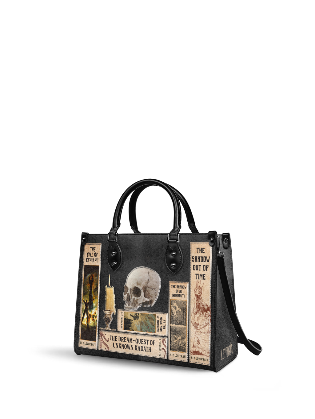 Lovecraftian Black - Black Interior - Leather Handbag