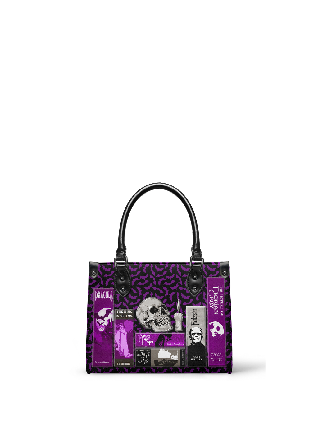 "The Codex of Gothic Tales" Violet Echo - Black Interior - Small Leather Handbag