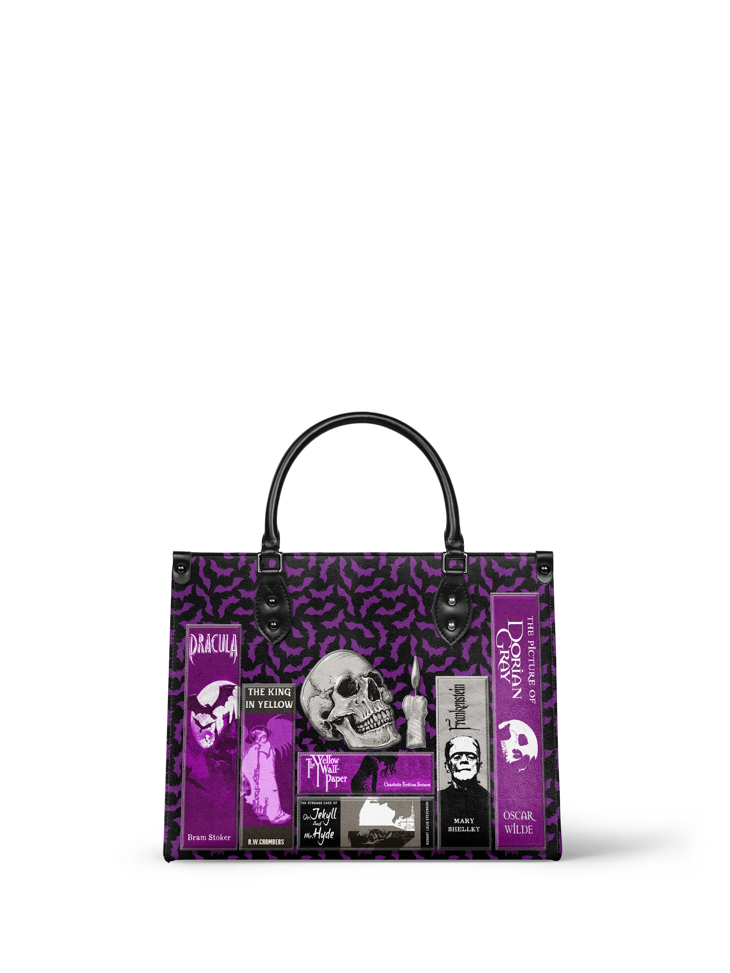 "The Codex of Gothic Tales" Violet Echo - Black Interior - Leather Handbag