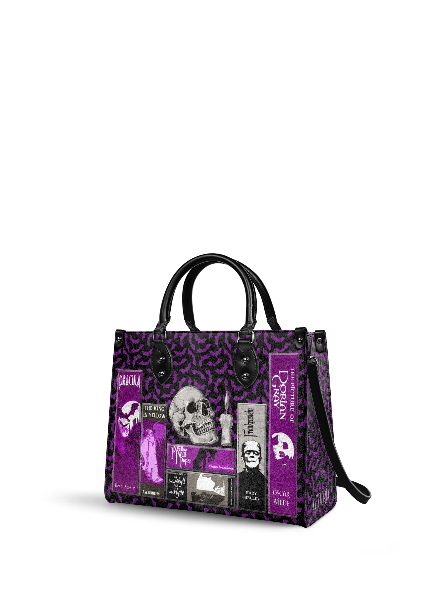 "The Codex of Gothic Tales" Violet Echo - Black Interior - Leather Handbag