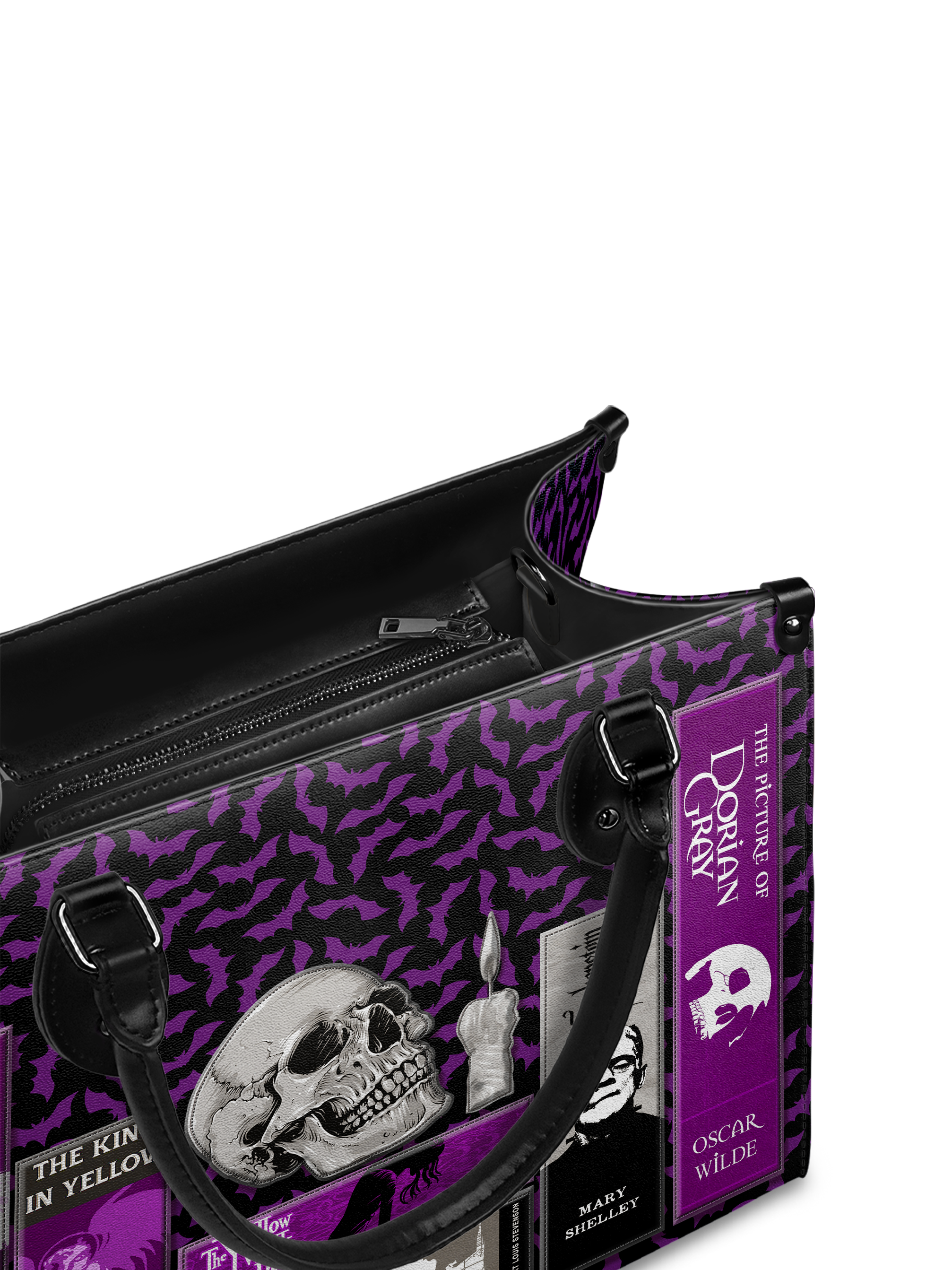 "The Codex of Gothic Tales" Violet Echo - Black Interior - Leather Handbag