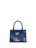 "Poe's Library" Midnight Ink - Black Interior - Small Leather Handbag