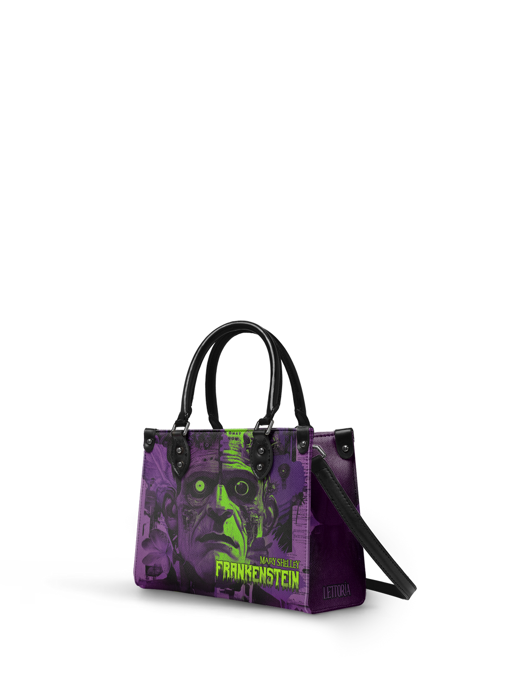 "Frankenstein" Lablight Violet - Black Interior - Small Leather Handbag