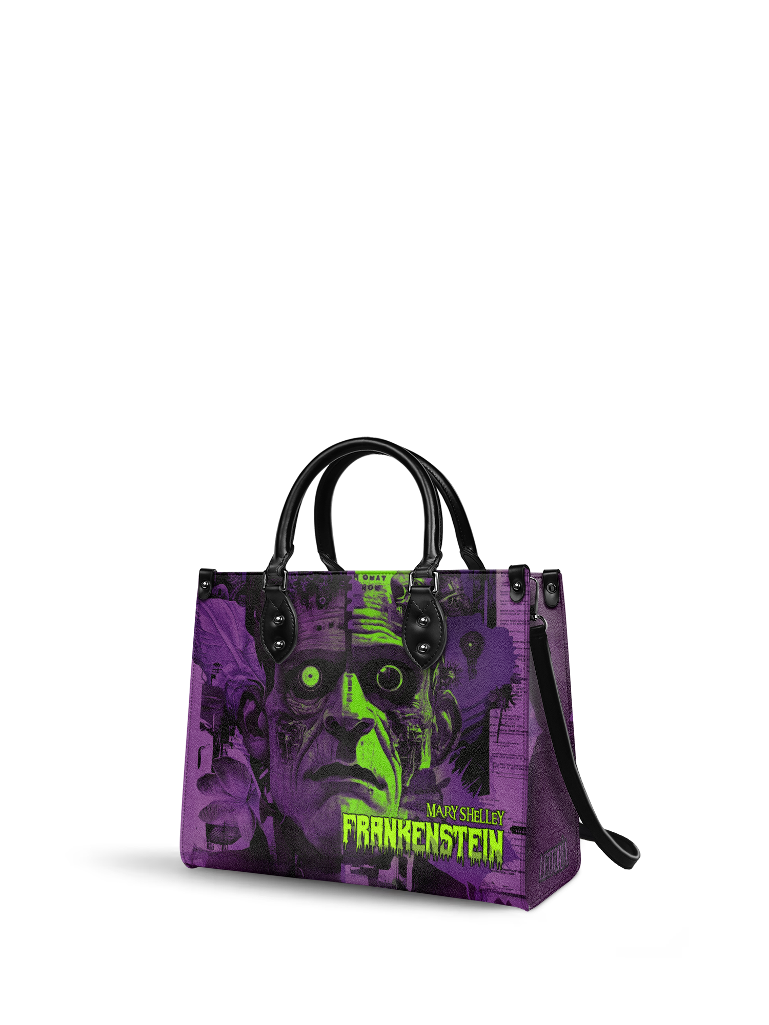 "Frankenstein" Lablight Violet - Black Interior - Leather Handbag