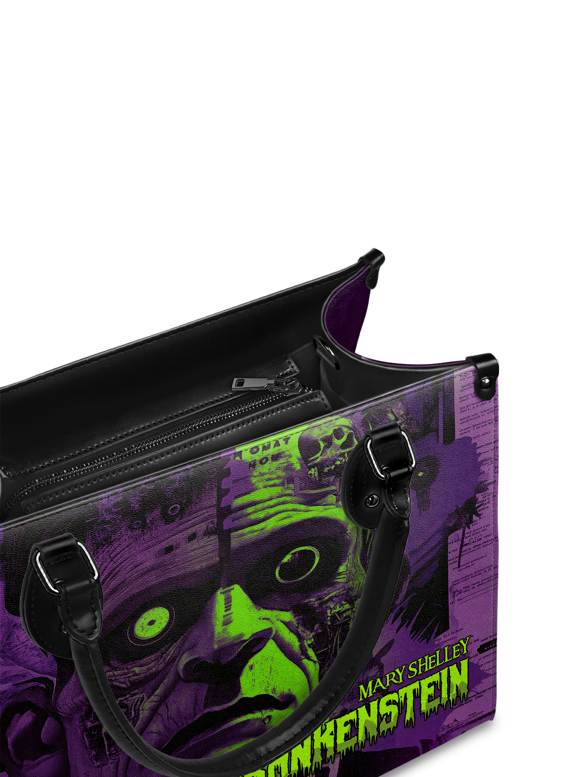 "Frankenstein" Lablight Violet - Black Interior - Leather Handbag