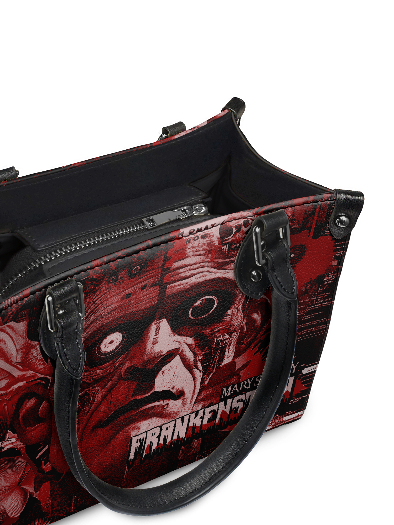 "Frankenstein" Heart Surge - Black Interior - Small Leather Handbag