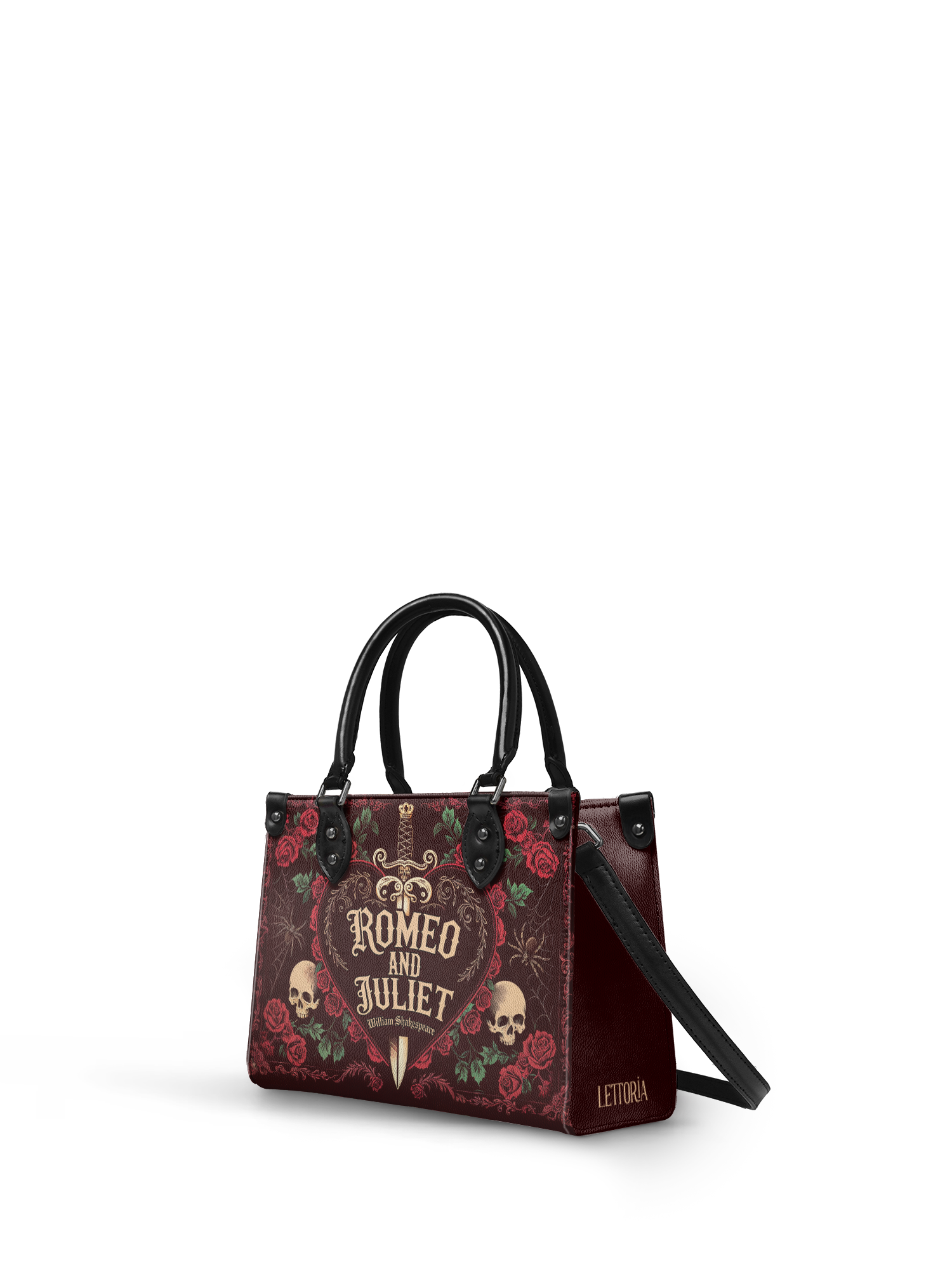 "Romeo And Juliet" Poison Rose - Black Interior - Small Leather Handbag