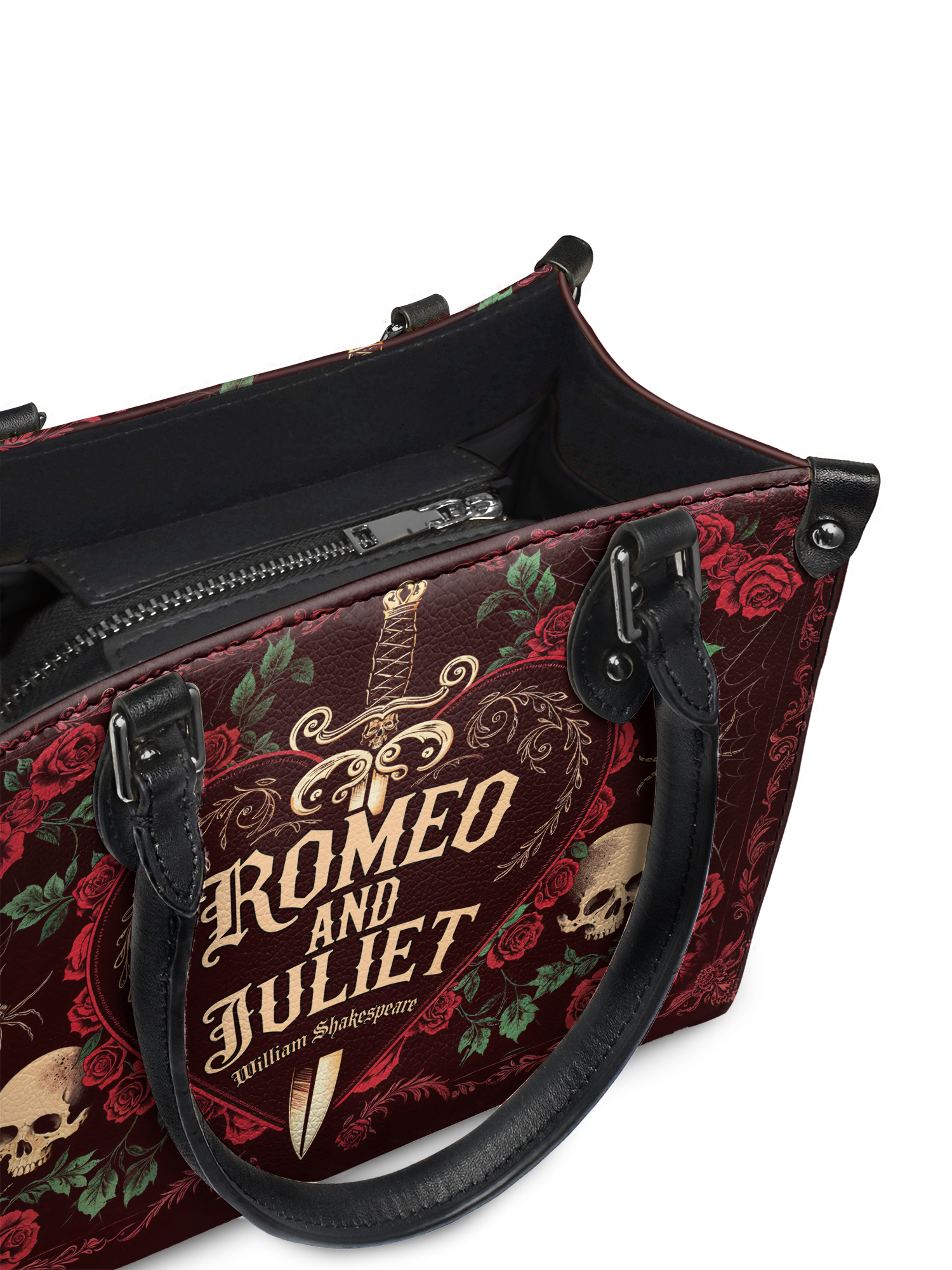 "Romeo And Juliet" Poison Rose - Black Interior - Small Leather Handbag