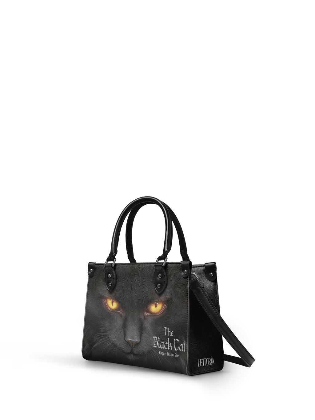 "The Black Cat" - Black Interior - Small Leather Handbag