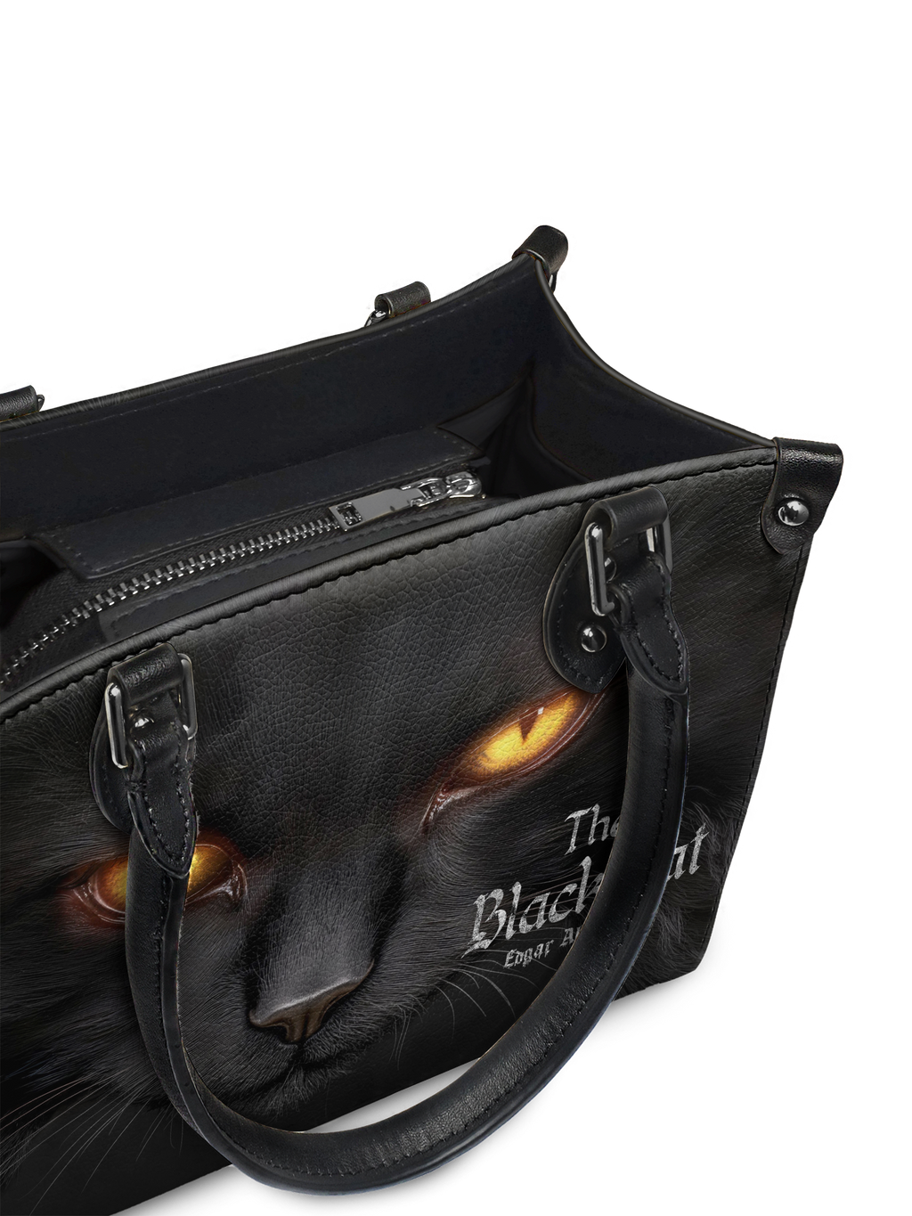 "The Black Cat" - Black Interior - Small Leather Handbag