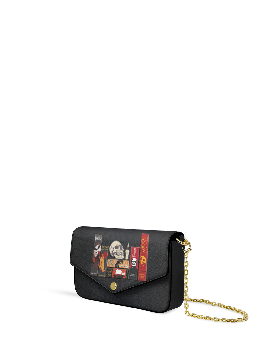 "The Codex of Gothic Tales" Deadlight Black Envelope Chain Crossbody Bag