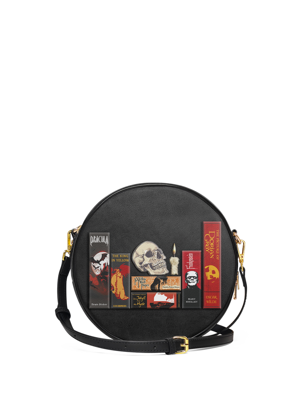 "The Codex of Gothic Tales" Deadlight Black Circle Crossbody Bag