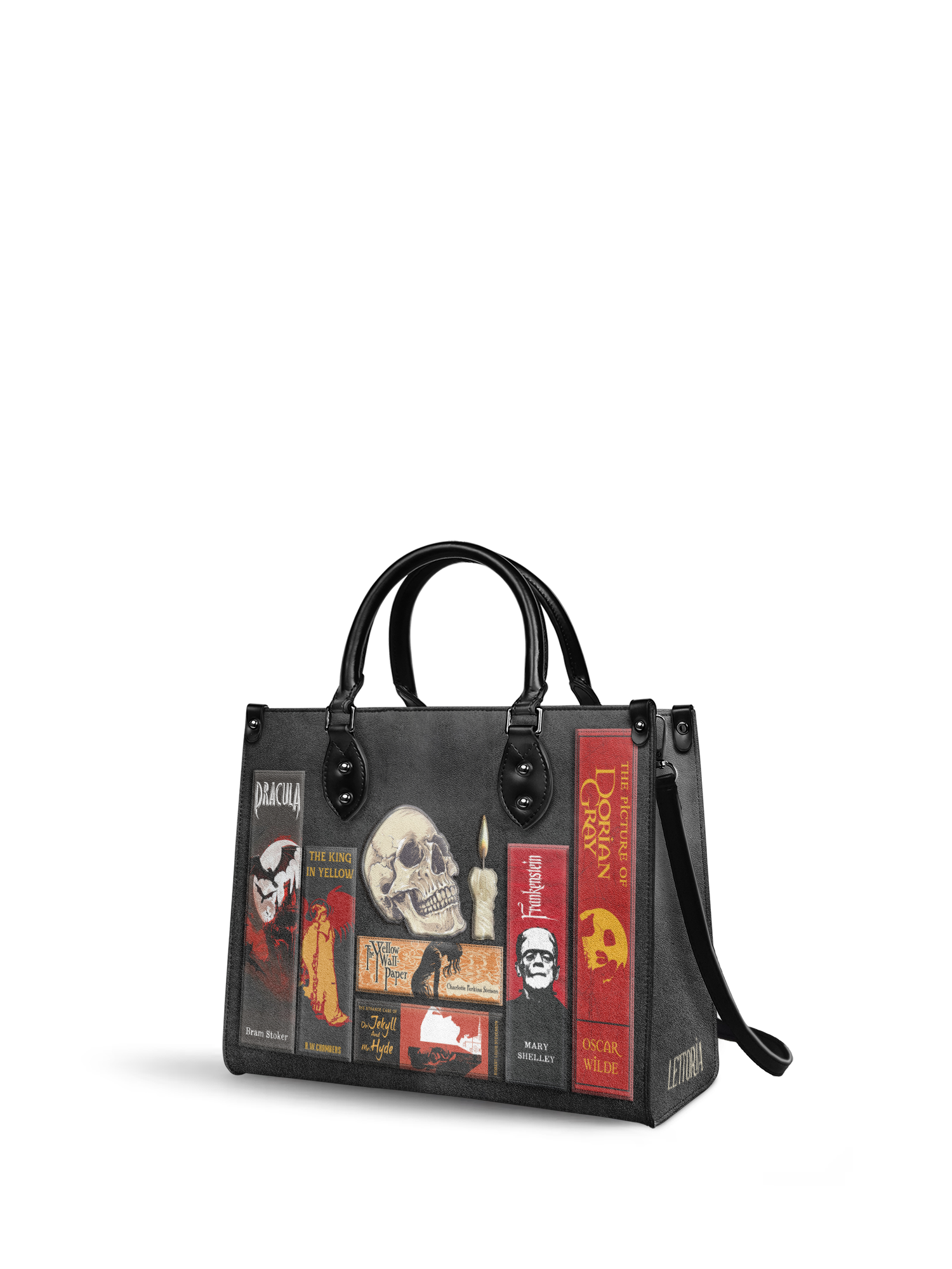 "The Codex of Gothic Tales" Deadlight Black - Black Interior - Leather Handbag