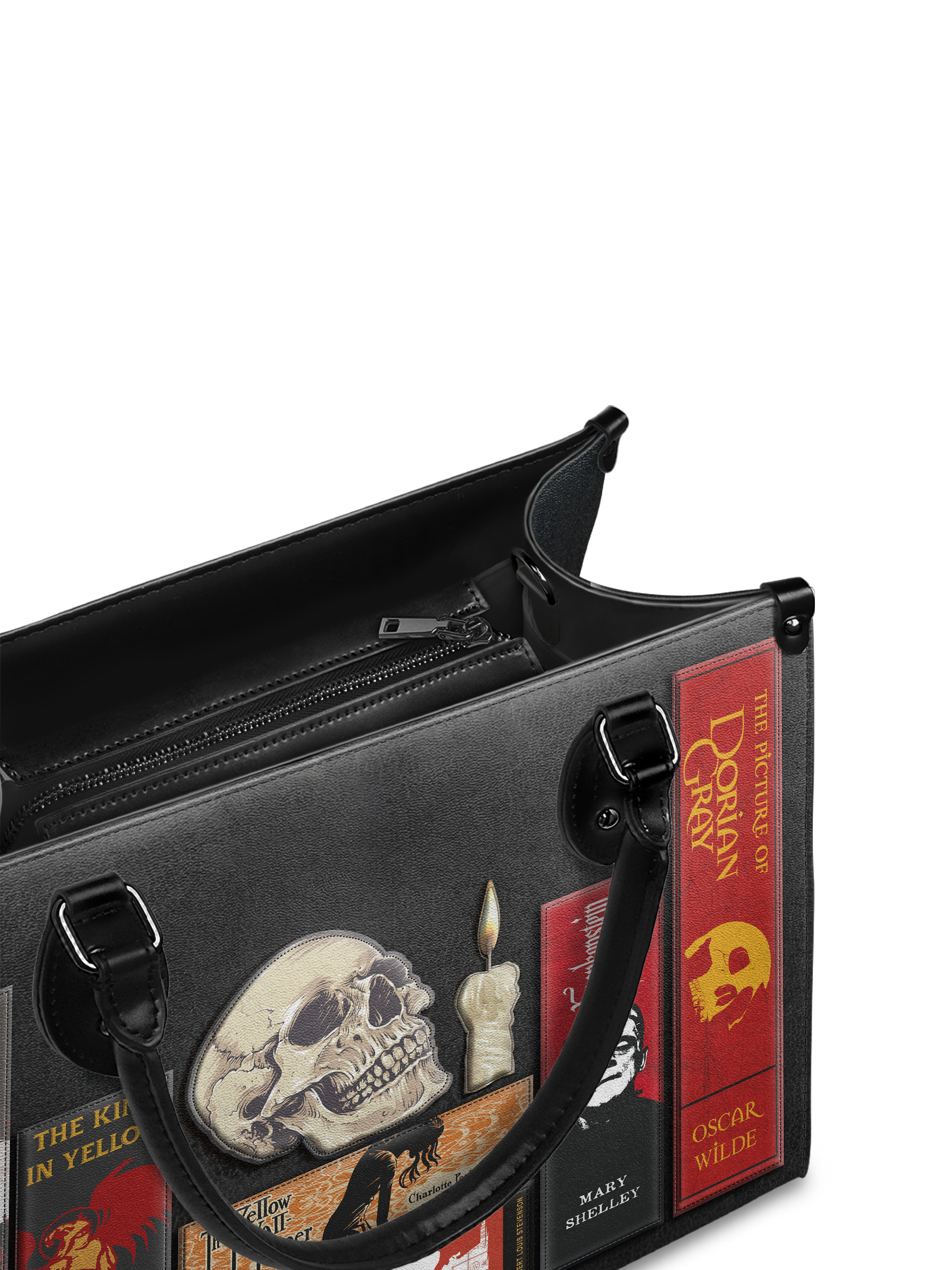 "The Codex of Gothic Tales" Deadlight Black - Black Interior - Leather Handbag