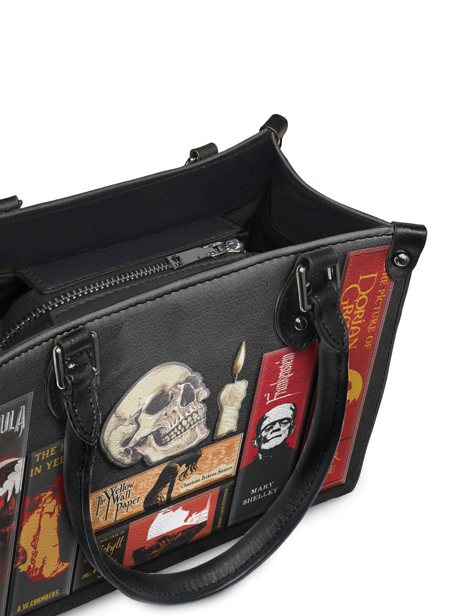 "The Codex of Gothic Tales" Deadlight Black - Black Interior - Small Leather Handbag