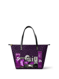 "The Codex of Gothic Tales" Violet Echo Leather Tote Bag