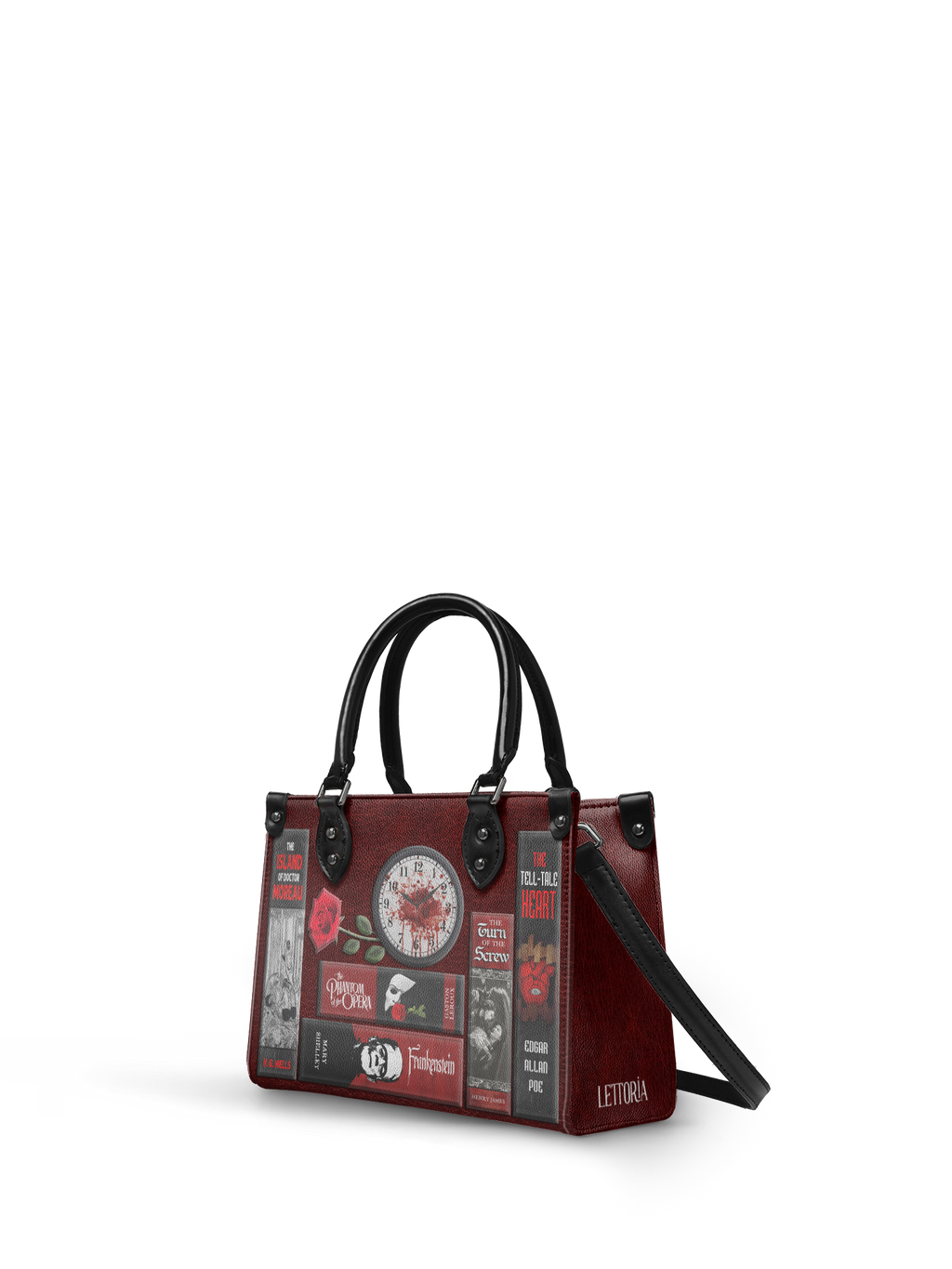 "The Crimson Codex" - Black Interior - Small Leather Handbag