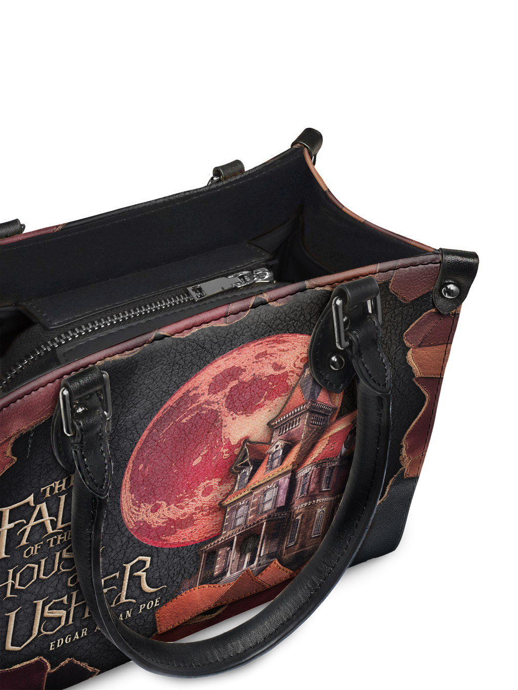 "The Fall Of The House Of Usher" - Black Interior - Small Leather Handbag
