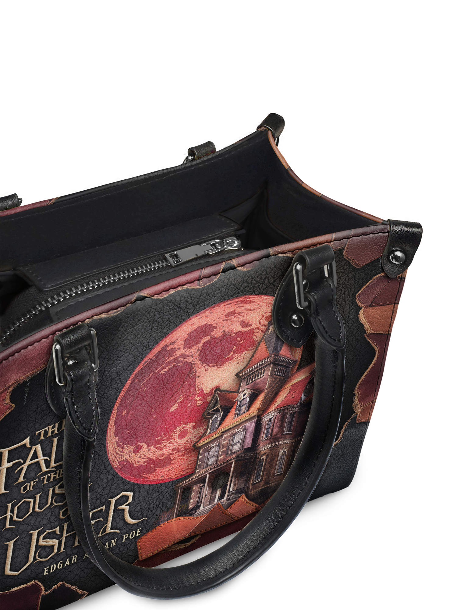 "The Fall Of The House Of Usher" - Black Interior - Small Leather Handbag