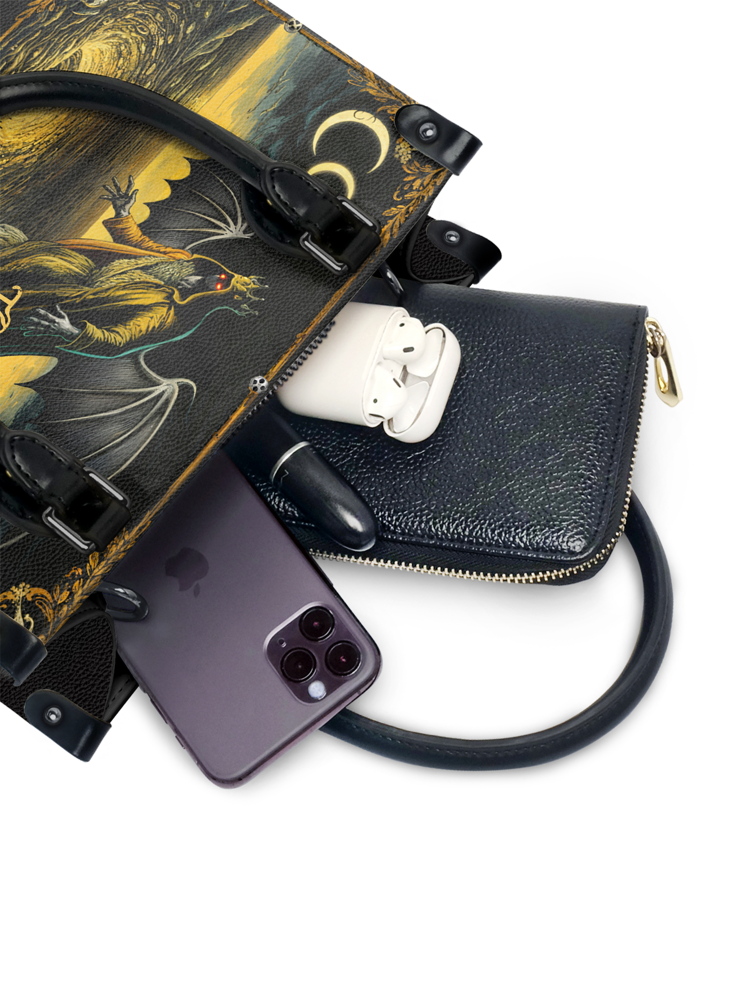 "The King In Yellow" - Black Interior - Small Leather Handbag