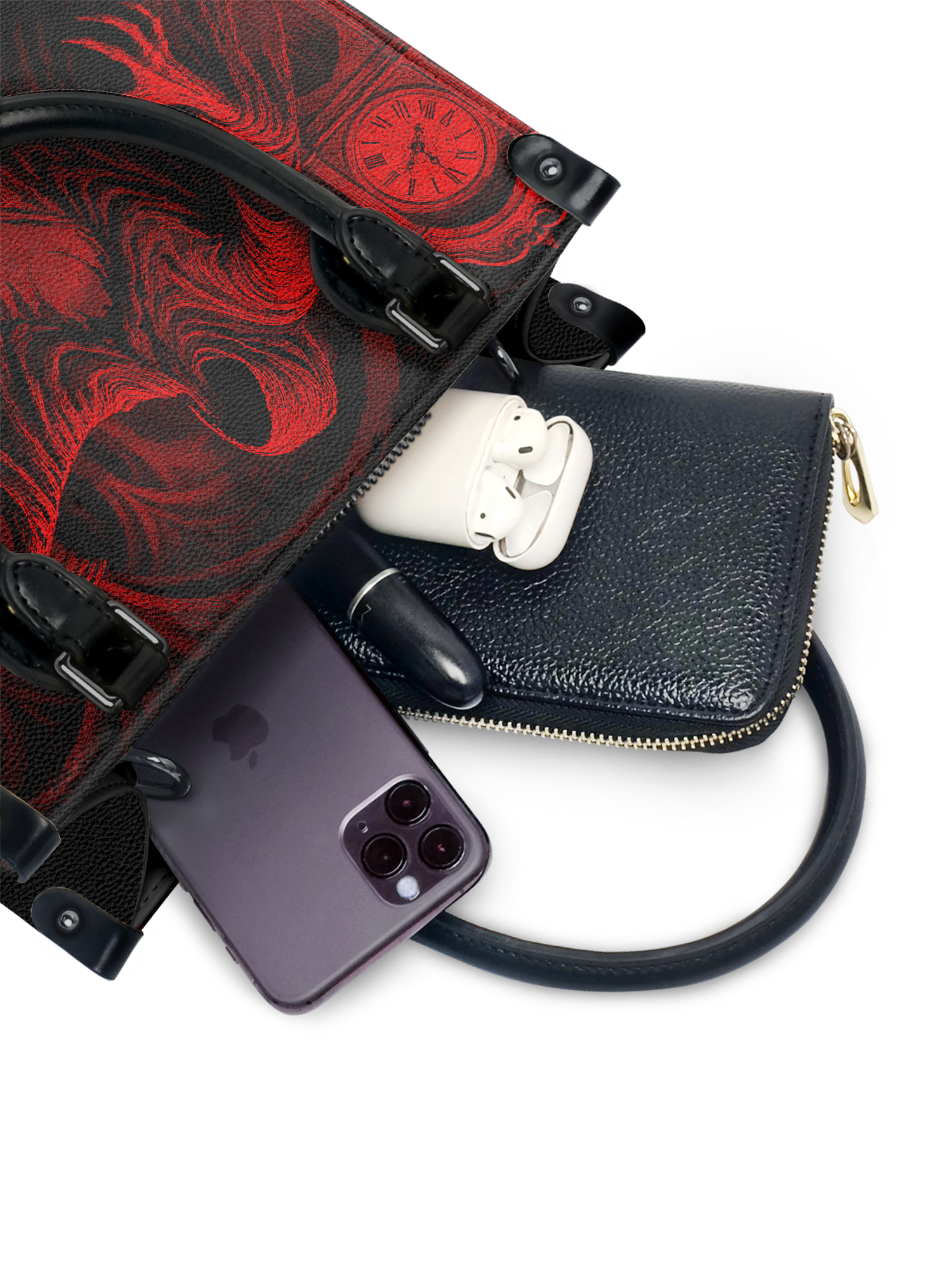 "The Masque Of The Red Death" - Black Interior - Small Leather Handbag