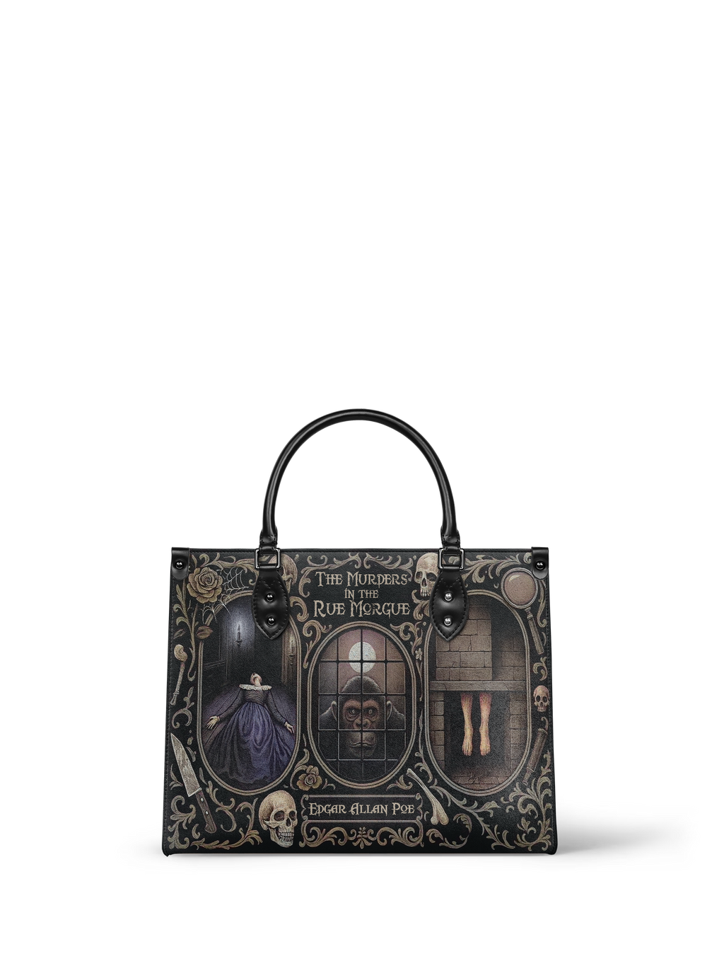 "The Murders In The Rue Morgue" - Black Interior - Leather Handbag
