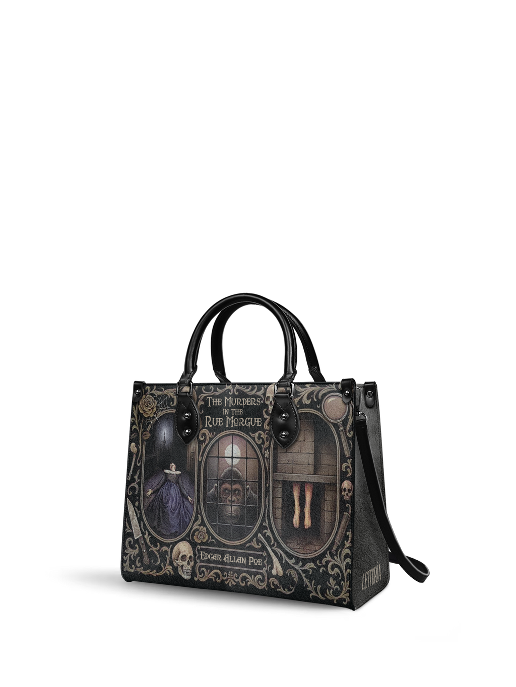 "The Murders In The Rue Morgue" - Black Interior - Leather Handbag