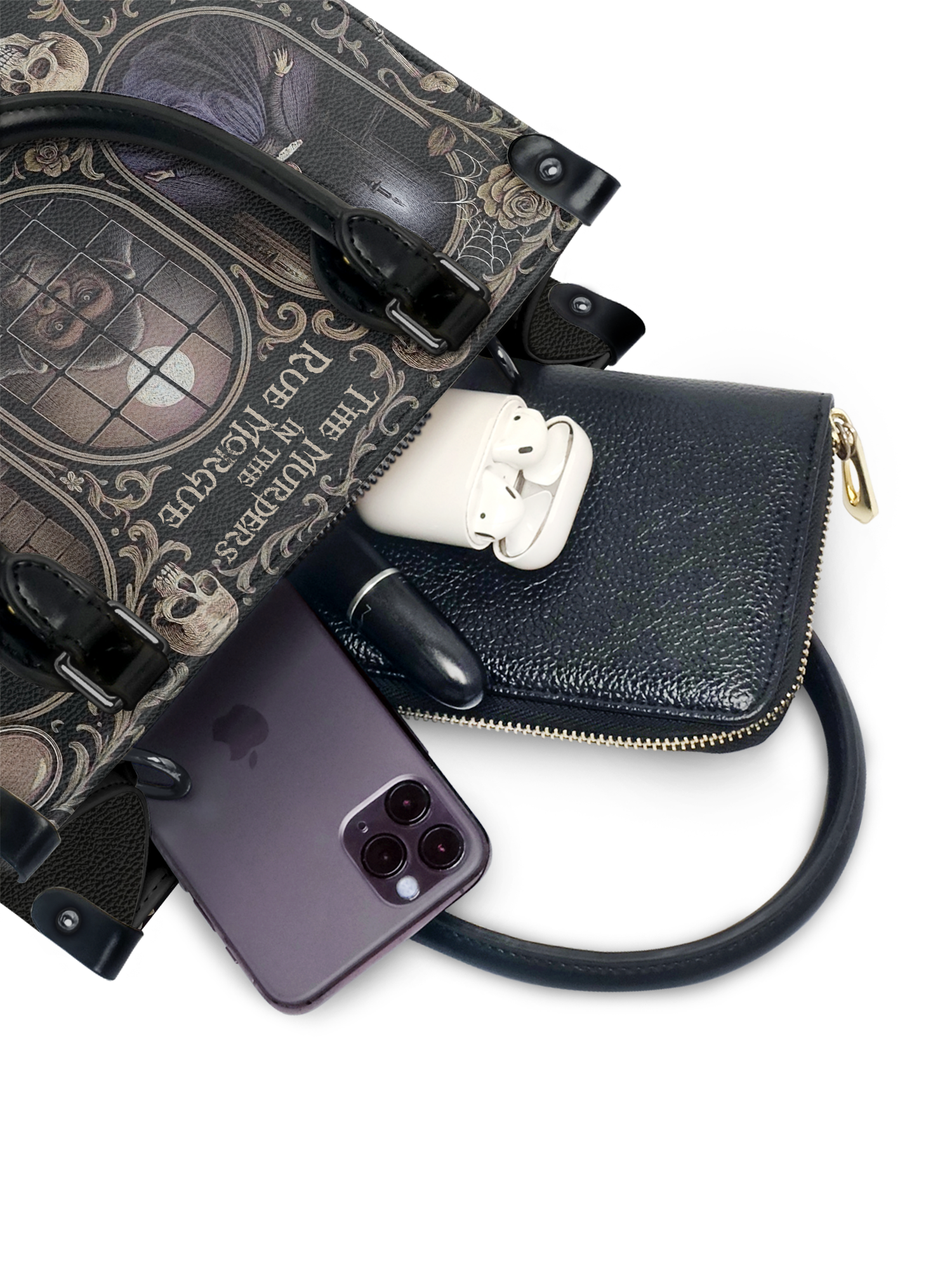 "The Murders In The Rue Morgue" - Black Interior - Small Leather Handbag