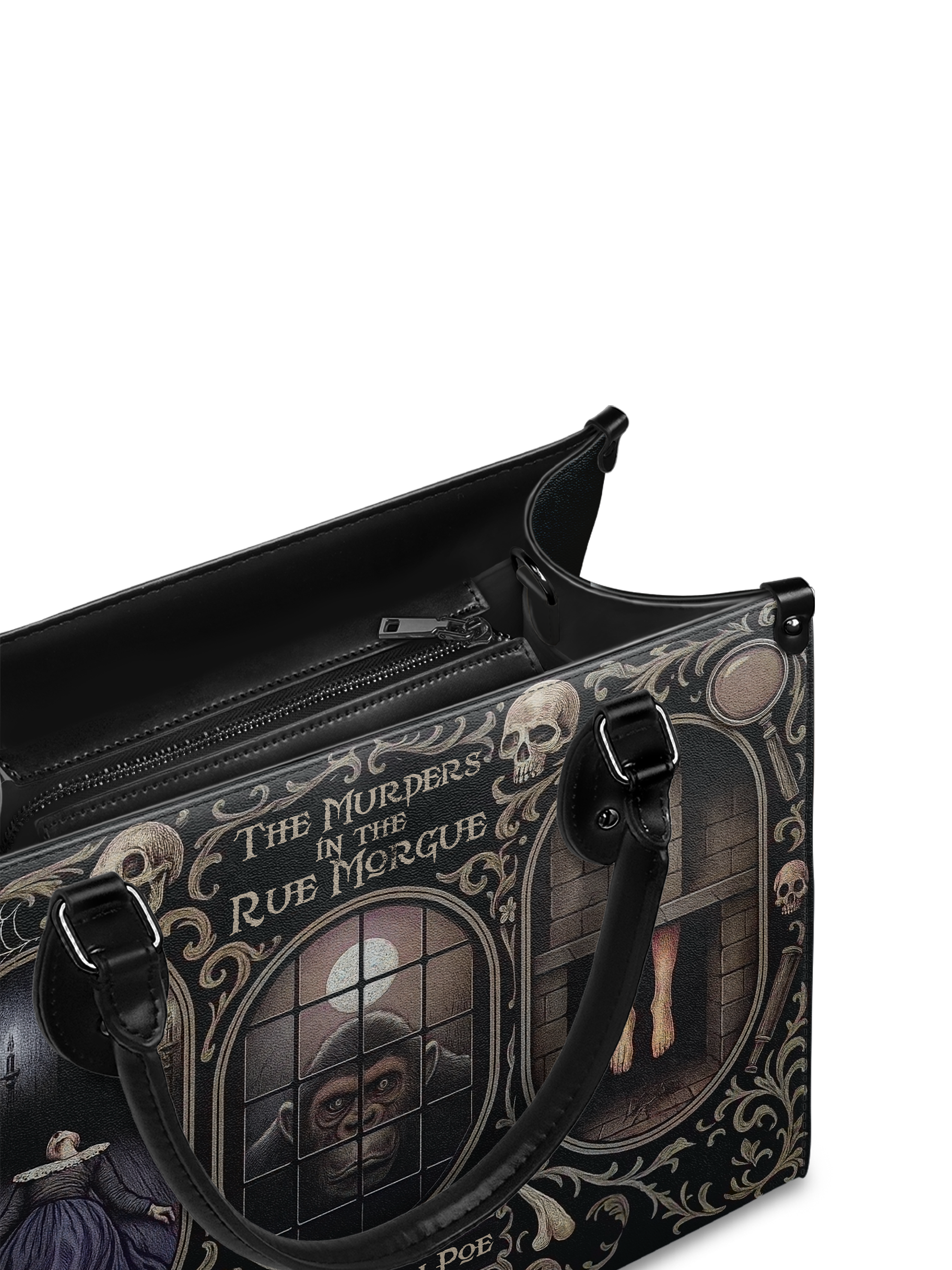 "The Murders In The Rue Morgue" - Black Interior - Leather Handbag