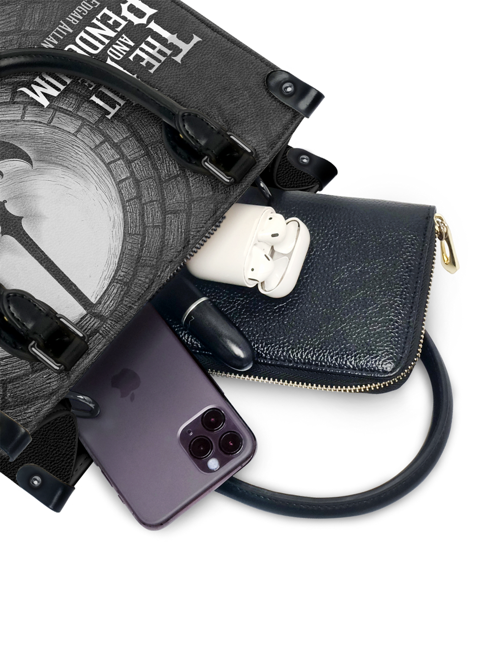 "The Pit And The Pendulum" - Black Interior - Small Leather Handbag
