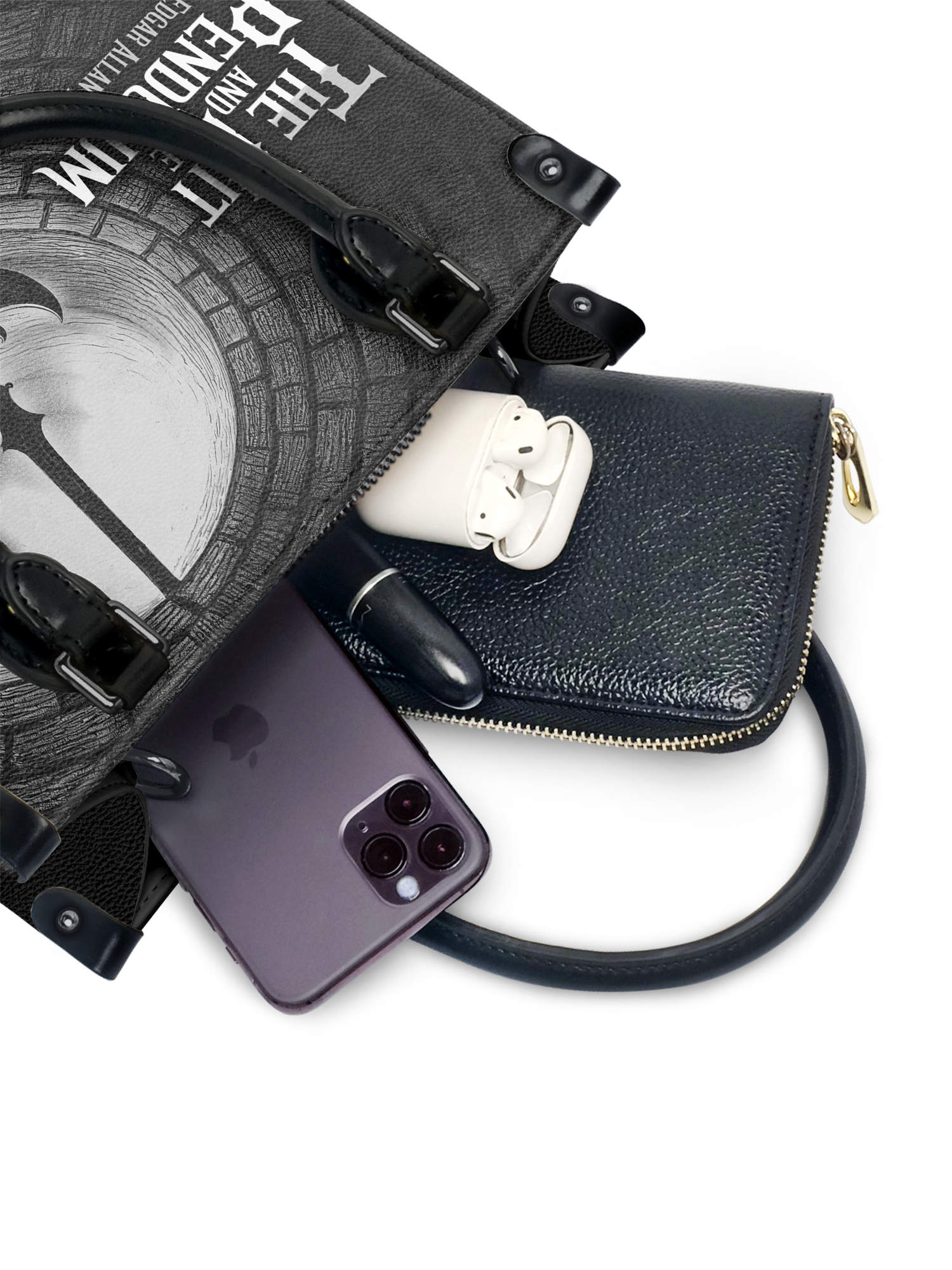 "The Pit And The Pendulum" - Black Interior - Small Leather Handbag